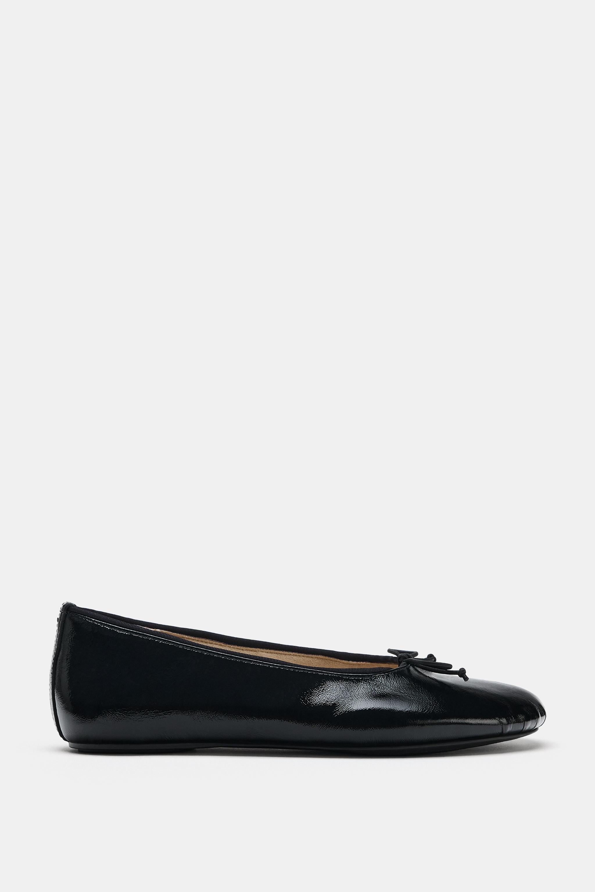 LEATHER BOW BALLET FLATS